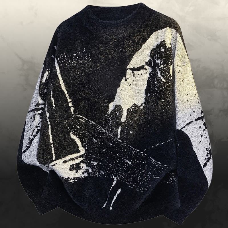 ヴィンテージニットセーターカーゴパンツツーピース - Black Sweater - 3XL - image 6