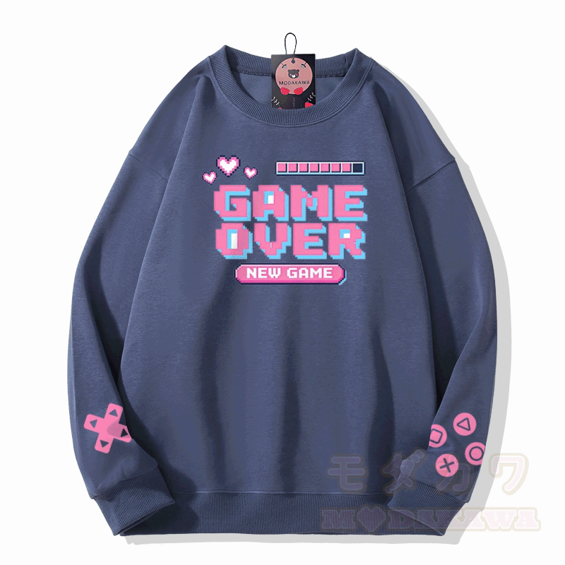 ゲームオーバー グラフィックModakawaスウェットシャツ - ダスティブルー - 5XL - image 6