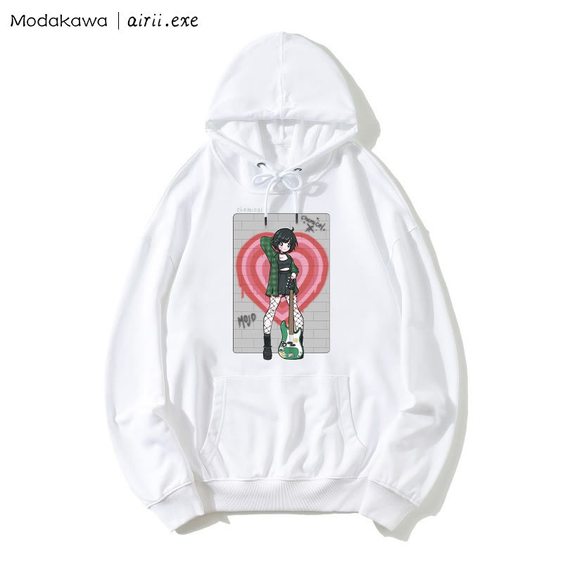 MODAKAWA X airii.exe CHEMICAL ギターガール レタープリントModakawaルーズパーカー - White - 5XL - image 4