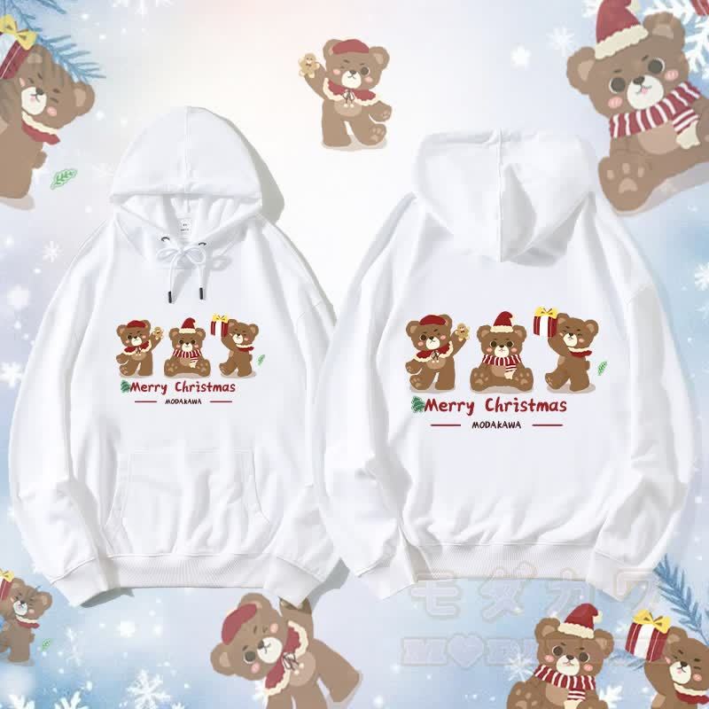MODAKAWA スリークリスマスベア グラフィック ストリートウェア プルオーバー パーカー - 白 - 5XL - image 4