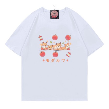 キツネリンゴレタープリント MODAKAWA Tシャツ - White - 5XL - image 4
