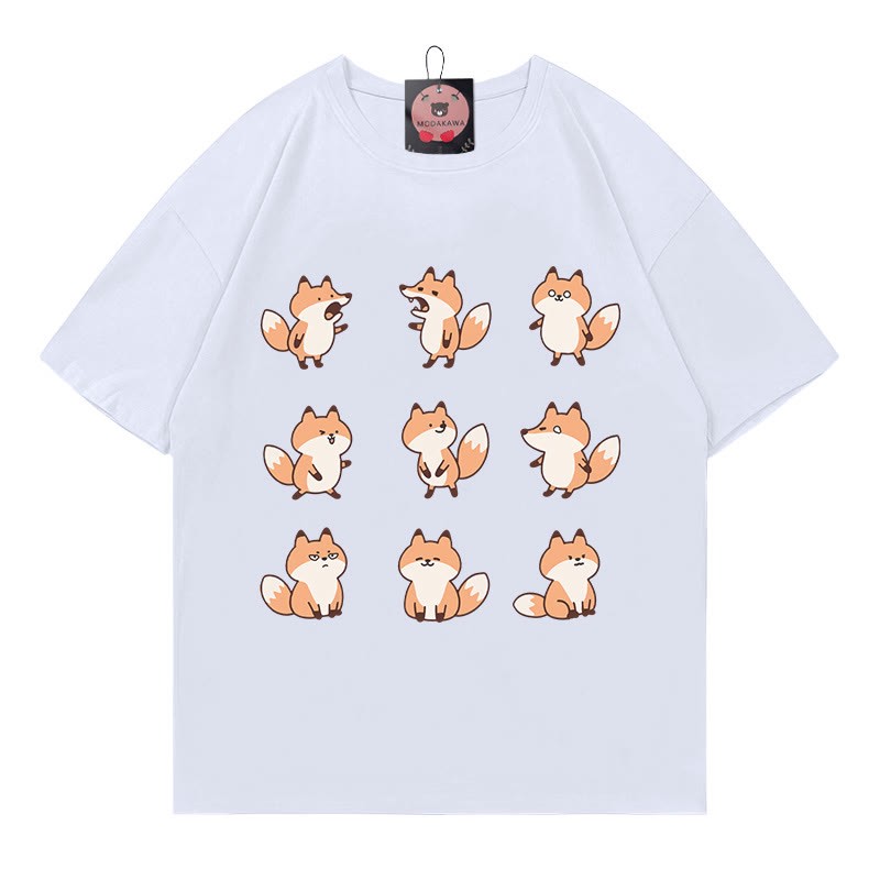 キツネ柄ModakawaTシャツ - White - 5XL - image 4