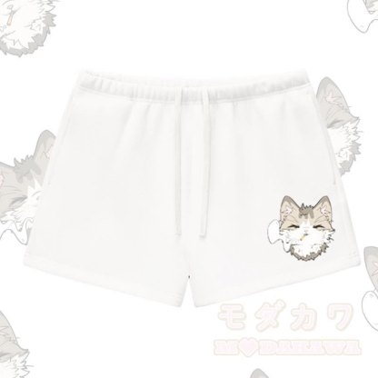 MODAKAWA スモーキングキャットグラフィック 厚手裏起毛ショートパンツ - 白 - L - image 4