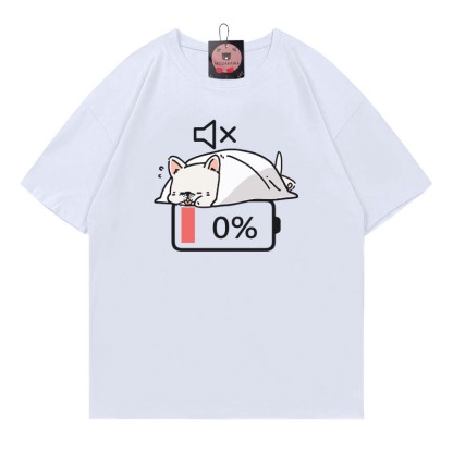 バッテリー0% ミュート パピープリントTシャツ - White - 5XL - image 3