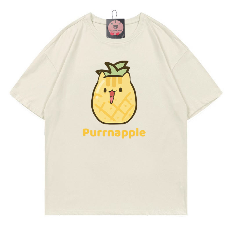PURRNAPPLE パープルパイナップルプリントModakawaTシャツ - Beige - 5XL - image 3