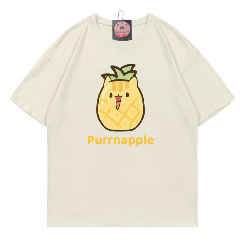 PURRNAPPLE パープルパイナップルプリントModakawaTシャツ - Beige - 5XL - image 3