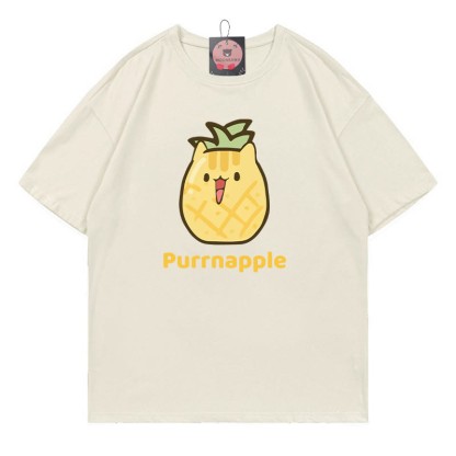 PURRNAPPLE パープルパイナップルプリントModakawaTシャツ - Beige - 5XL - image 3