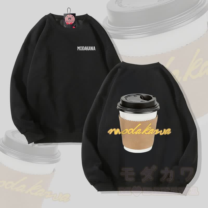 MODAKAWA コーヒーカップ グラフィック ユニセックス スウェットシャツ - 黒 - 5XL - image 4