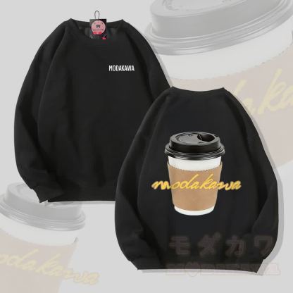 MODAKAWA コーヒーカップ グラフィック ユニセックス スウェットシャツ - 黒 - 5XL - image 4