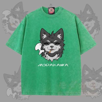 MODAKAWA 倖田來未 スモーキンググラフィック ユニセックス ヴィンテージウォッシュTシャツ - 緑 - 5XL - image 3