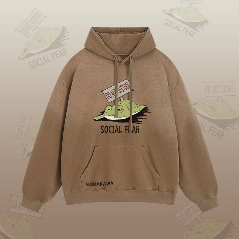 DO NOT DISTURB SOCIAL FEAR カエルグラフィック グラデーション ストリートウェア パーカー - Brown - 2XL - image 5