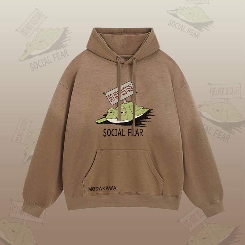 DO NOT DISTURB SOCIAL FEAR カエルグラフィック グラデーション ストリートウェア パーカー - Brown - 2XL - image 5