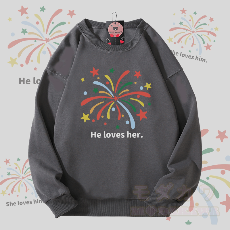 MODAKAWA 花火グラフィック ユニセックス スウェットシャツ - ダークグレー - 5XL - image 6