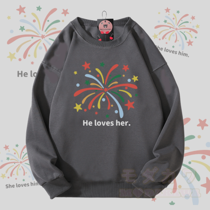 MODAKAWA 花火グラフィック ユニセックス スウェットシャツ - ダークグレー - 5XL - image 6