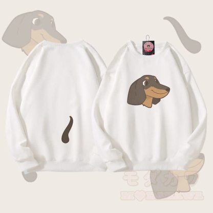 MODAKAWA 子犬の顔と尻尾のグラフィック ユニセックス スウェットシャツ - 白 - 5XL - image 3