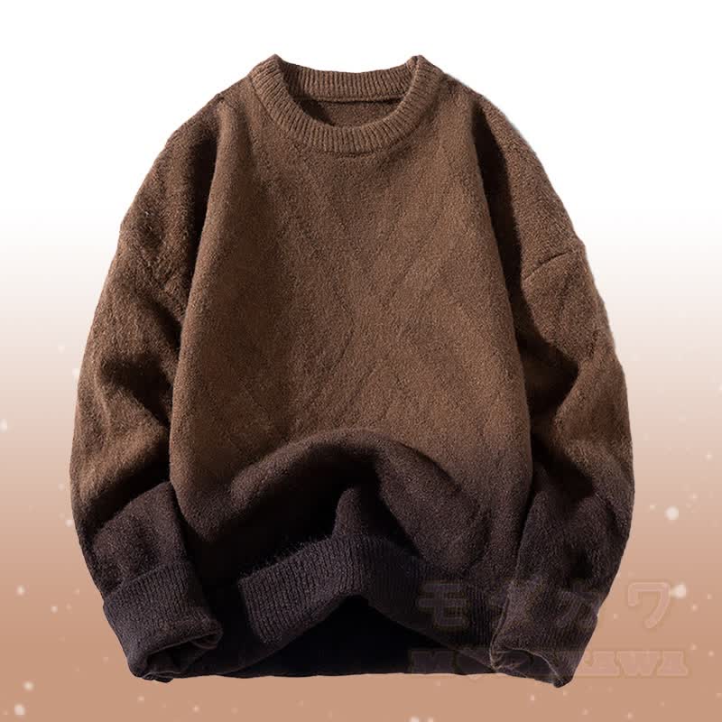 グラデーションニットセーター コーデュロイパンツ ツーピース - 茶色のセーター - 3XL - image 5