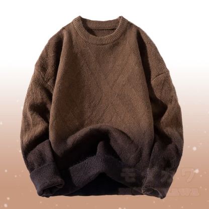 グラデーションニットセーター コーデュロイパンツ ツーピース - 茶色のセーター - 3XL - image 5