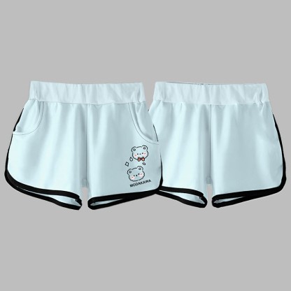 Modakawaベア レタープリント カジュアルショーツ - image 3