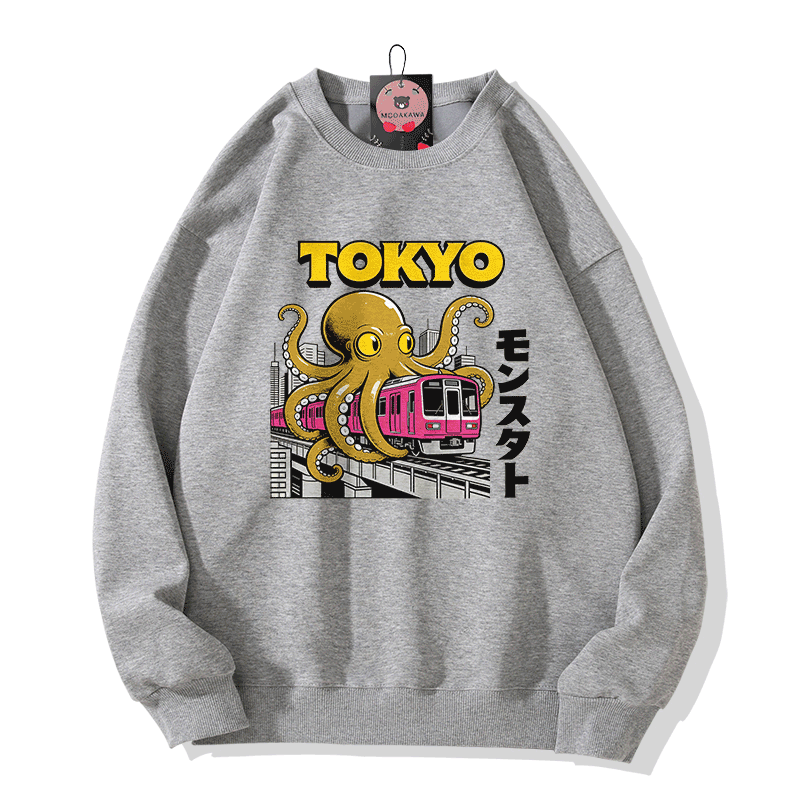 東京オクトパストレイン グラフィックModakawaスウェットシャツ - Grey - 5XL - image 3