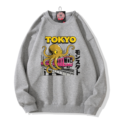 東京オクトパストレイン グラフィックModakawaスウェットシャツ - Grey - 5XL - image 3