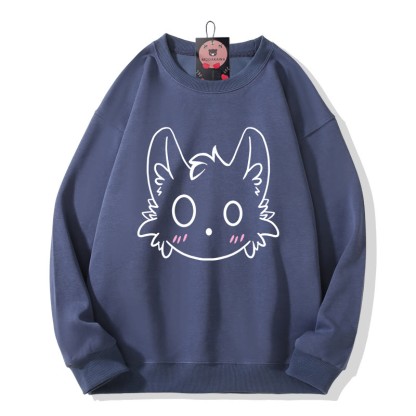 リトルモンスタープリント ラウンドカラー スウェットシャツ - Dark Blue - 5XL - image 6