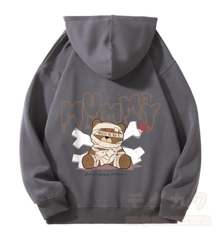 MODAKAWA マミーベア グラフィック フリース 裏地 ジップアップ パーカー スウェットシャツ - ダークグレー - 5XL - image 4