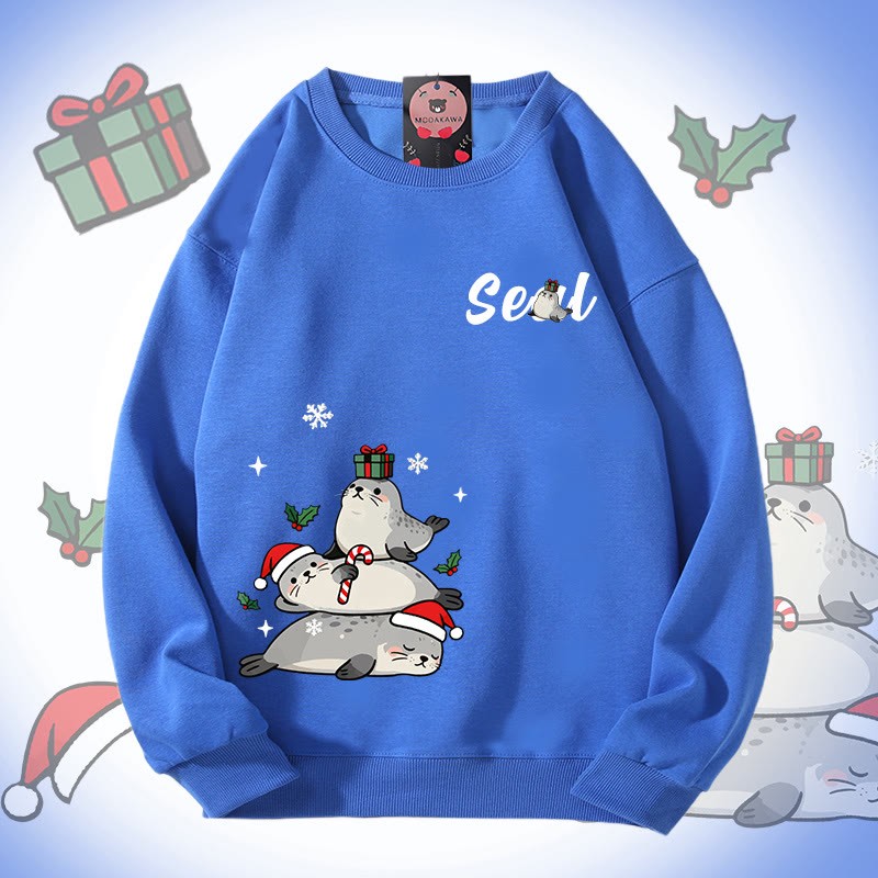 MODAKAWA クリスマスシールグラフィック ユニセックス スウェットシャツ - Blue - 5XL - image 3