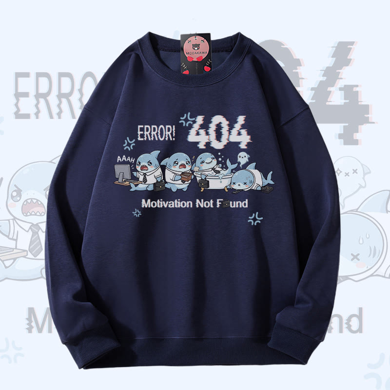 ERROR 404 MOTIVATION NOT FOUNDん シャークグラフィックModakawaスウェットシャツ - Purplish Blue - 5XL - image 5
