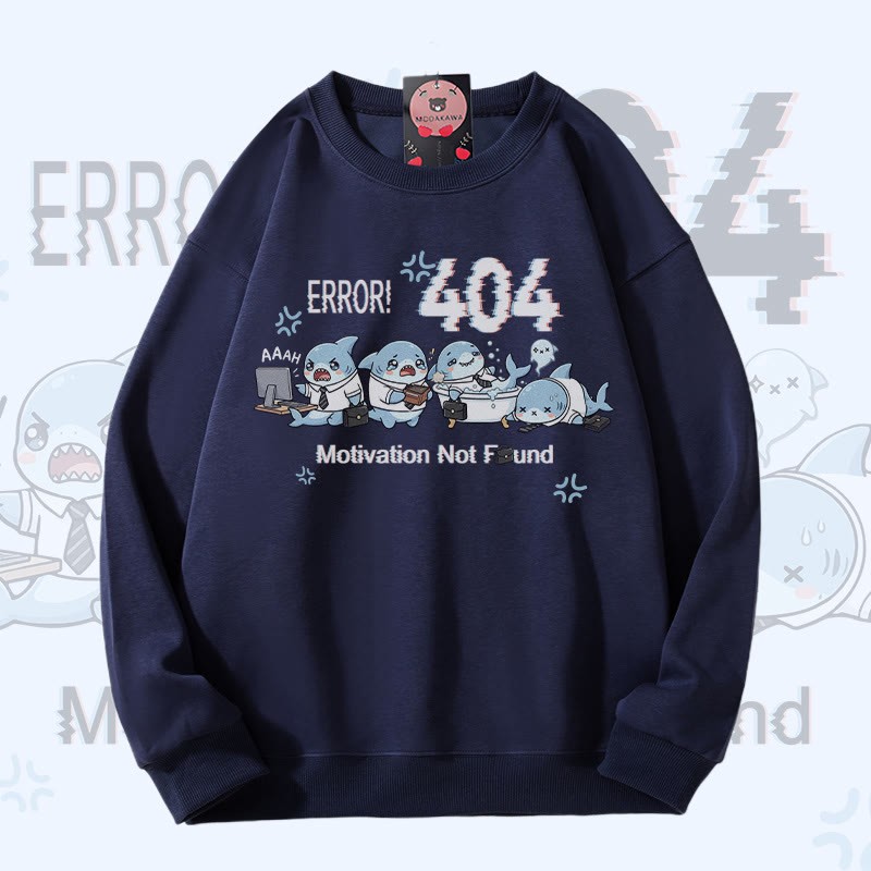 ERROR 404 MOTIVATION NOT FOUNDん シャークグラフィックModakawaスウェットシャツ - Purplish Blue - 5XL - image 5