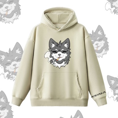 MODAKAWA スモーキングパピー グラフィック ヴィンテージウォッシュドフリース裏毛パーカー - Beige - 2XL - image 7