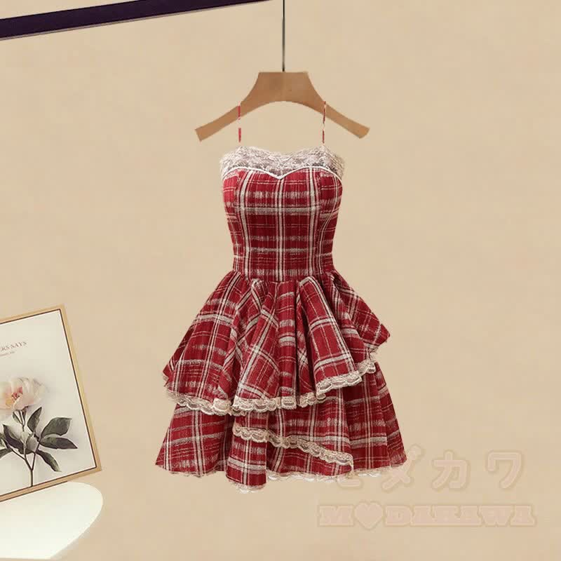 ニットセーター チェック柄 スリップドレス レッグウォーマー 3点セット - image 7