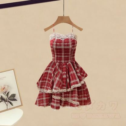 ニットセーター チェック柄 スリップドレス レッグウォーマー 3点セット - image 7