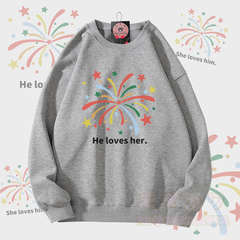 MODAKAWA 花火グラフィック ユニセックス スウェットシャツ - グレー - 5XL - image 4