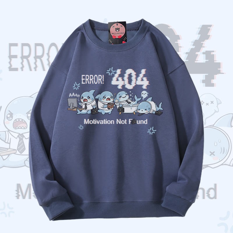 ERROR 404 MOTIVATION NOT FOUNDん シャークグラフィックModakawaスウェットシャツ - Dusty Blue - 5XL - image 4