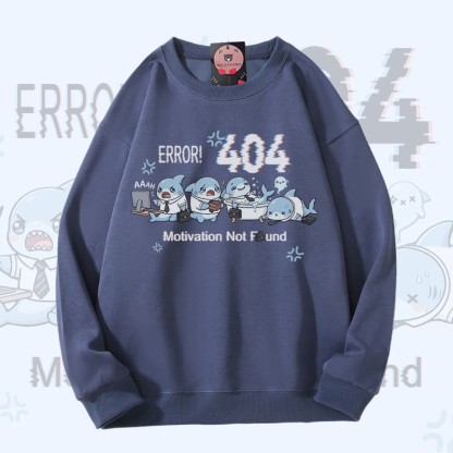 ERROR 404 MOTIVATION NOT FOUNDん シャークグラフィックModakawaスウェットシャツ - Dusty Blue - 5XL - image 4