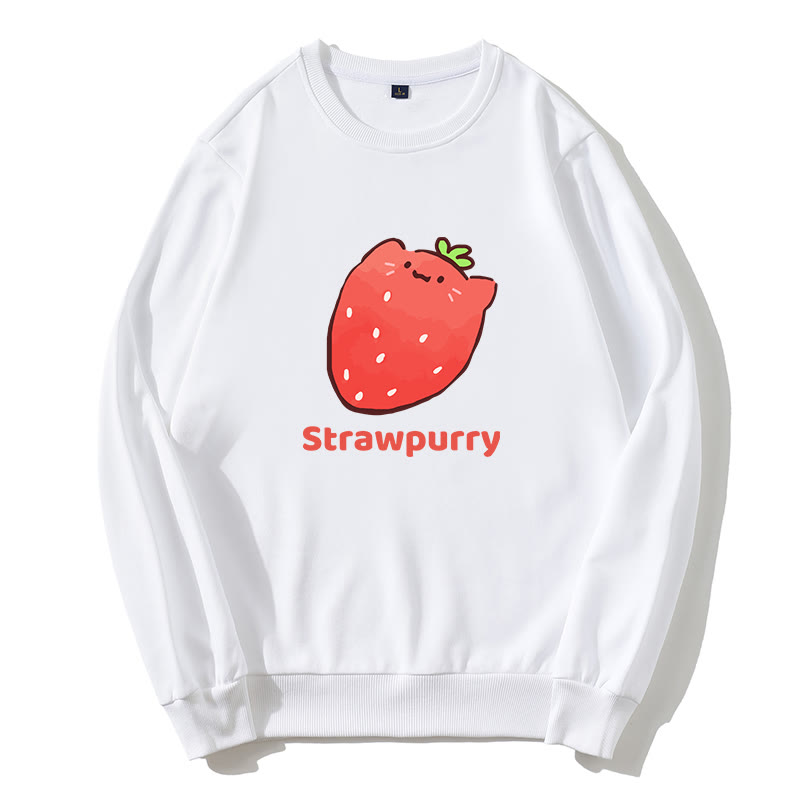 STRAWPURRY ストロベリーパーグラフィック ラウンドカラー スウェットシャツ - 白 - 5XL - image 5