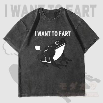 MODAKAWA I WANT TO FART カエルグラフィック ユニセックス ヴィンテージ ウォッシュド Tシャツ - 黒 - 4XL - image 4