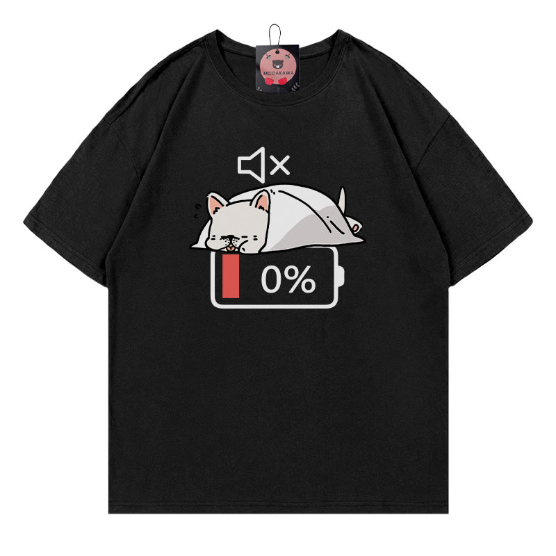 バッテリー0% ミュート パピープリントTシャツ - Black - 5XL - image 4