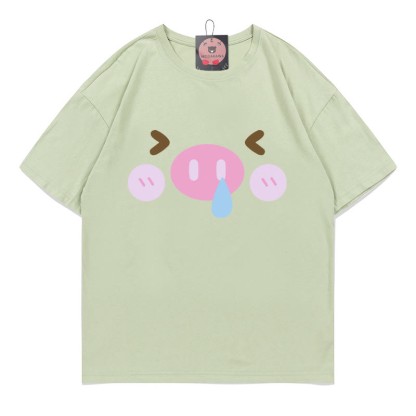 豚プリントTシャツ - Green - 5XL - image 3