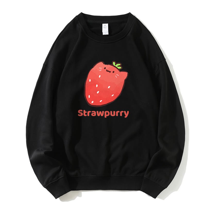 STRAWPURRY ストロベリーパーグラフィック ラウンドカラー スウェットシャツ - 黒 - 5XL - image 4
