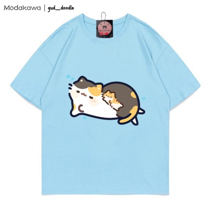 MODAKAWA X gud_doodle眠り猫プリントTシャツ - Blue - 5XL - image 9
