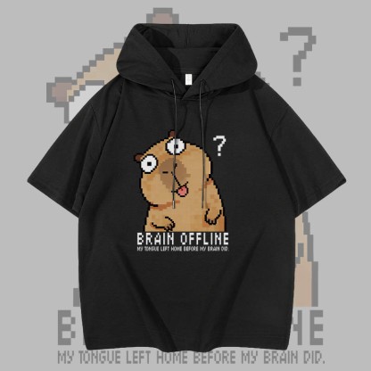 BRAIN OFFLINE カピバラ グラフィックModakawa半袖パーカー - Black - 3XL - image 3