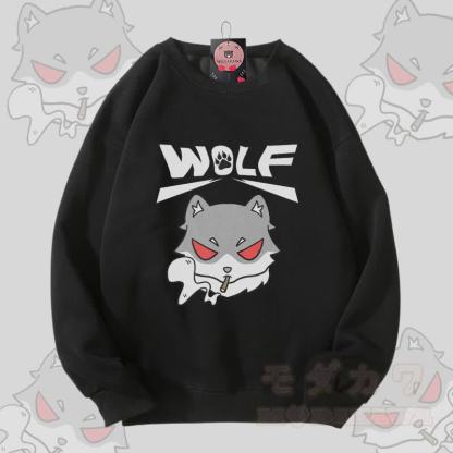 MODAKAWA スモーキングウルフ グラフィック ユニセックス スウェットシャツ - 黒 - 5XL - image 4