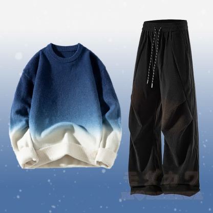 グラデーションニットセーター コーデュロイパンツ ツーピース - セットF - 3XL - image 6