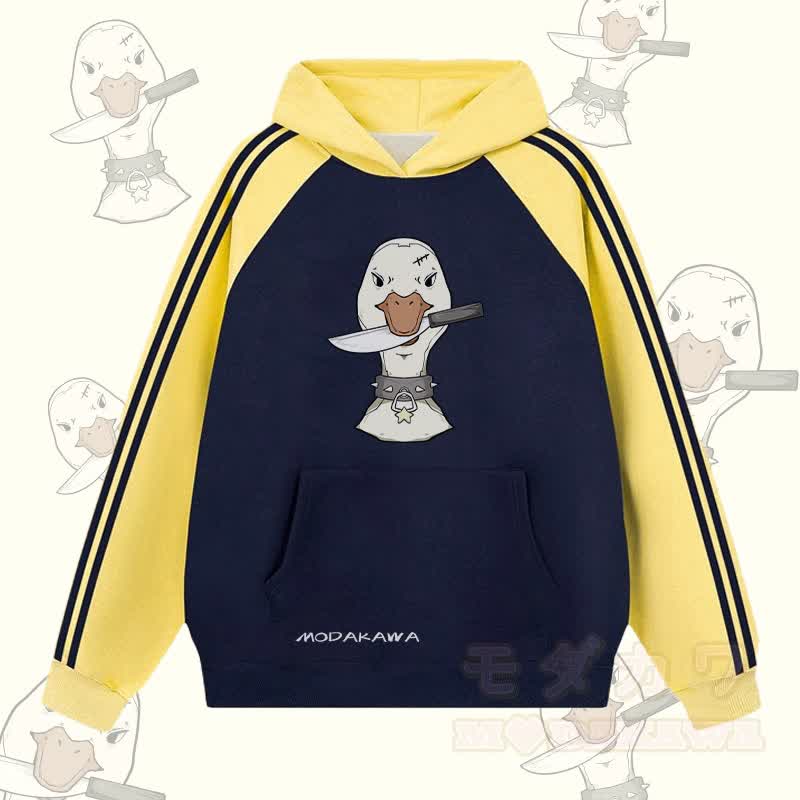 MODAKAWA グースウィズナイフ グラフィックカラーブロック フリース 裏地 パーカー - 紫がかった青 - 2XL - image 4