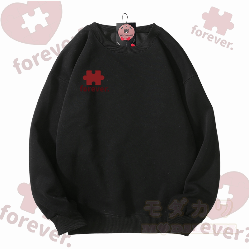 MODAKAWA FOREVER パズルハートグラフィック ユニセックス スウェットシャツ - 黒 - 5XL - image 9