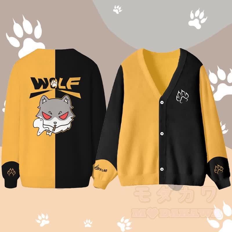 MODAKAWA スモーキングウルフ グラフィックカーディガントップス - 黄色 - 4XL - image 3