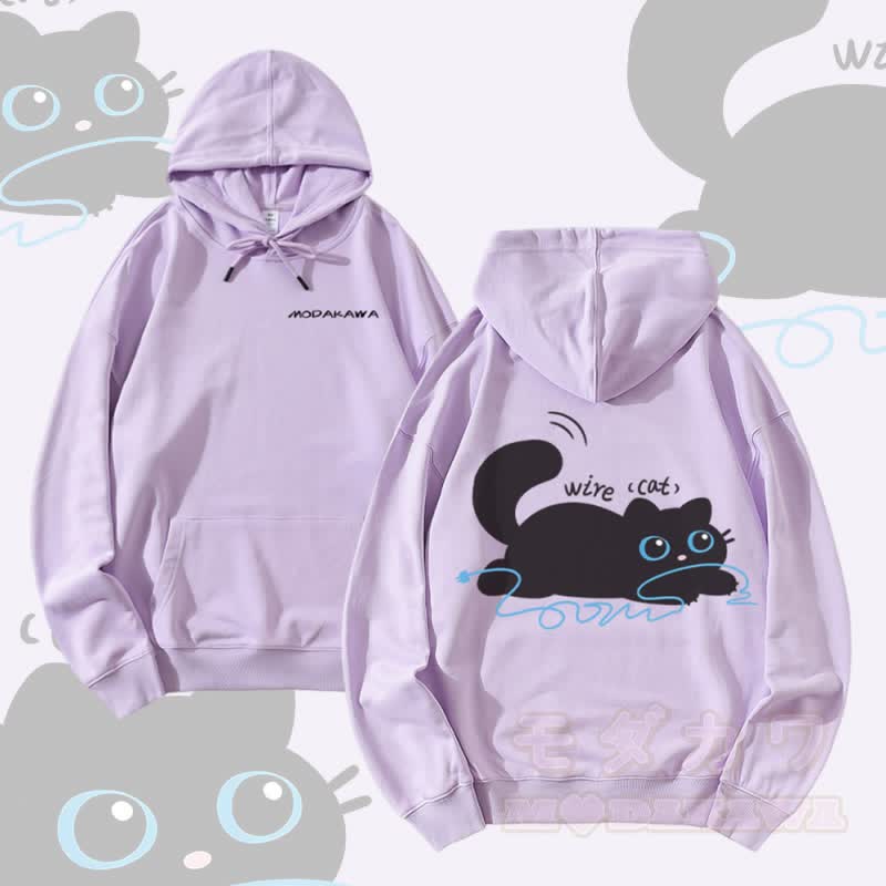 MODAKAWA ワイヤーグラフィックキャット ストリートウェア プルオーバーパーカー - 紫 - 5XL - image 3