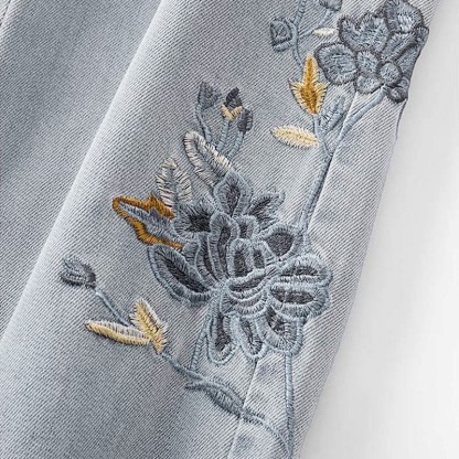 フラワー刺繍カジュアルデニムパンツ - image 7