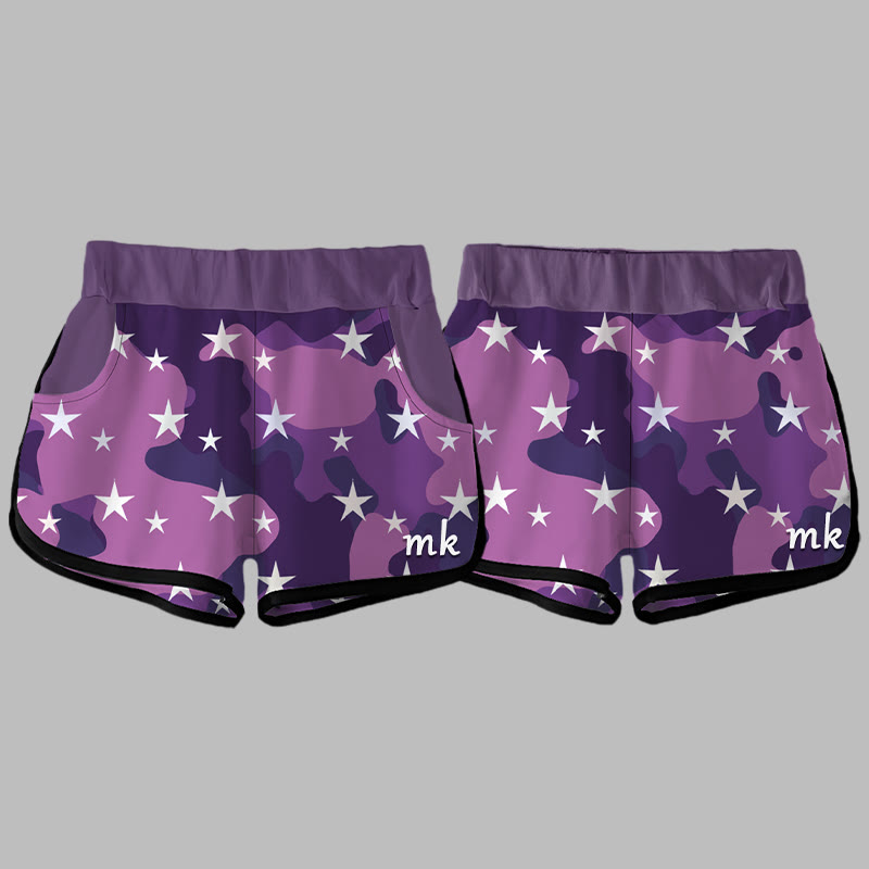 カモフラージュスターレタープリント MODAKAWA ショートパンツ - Purple - 5XL - image 7